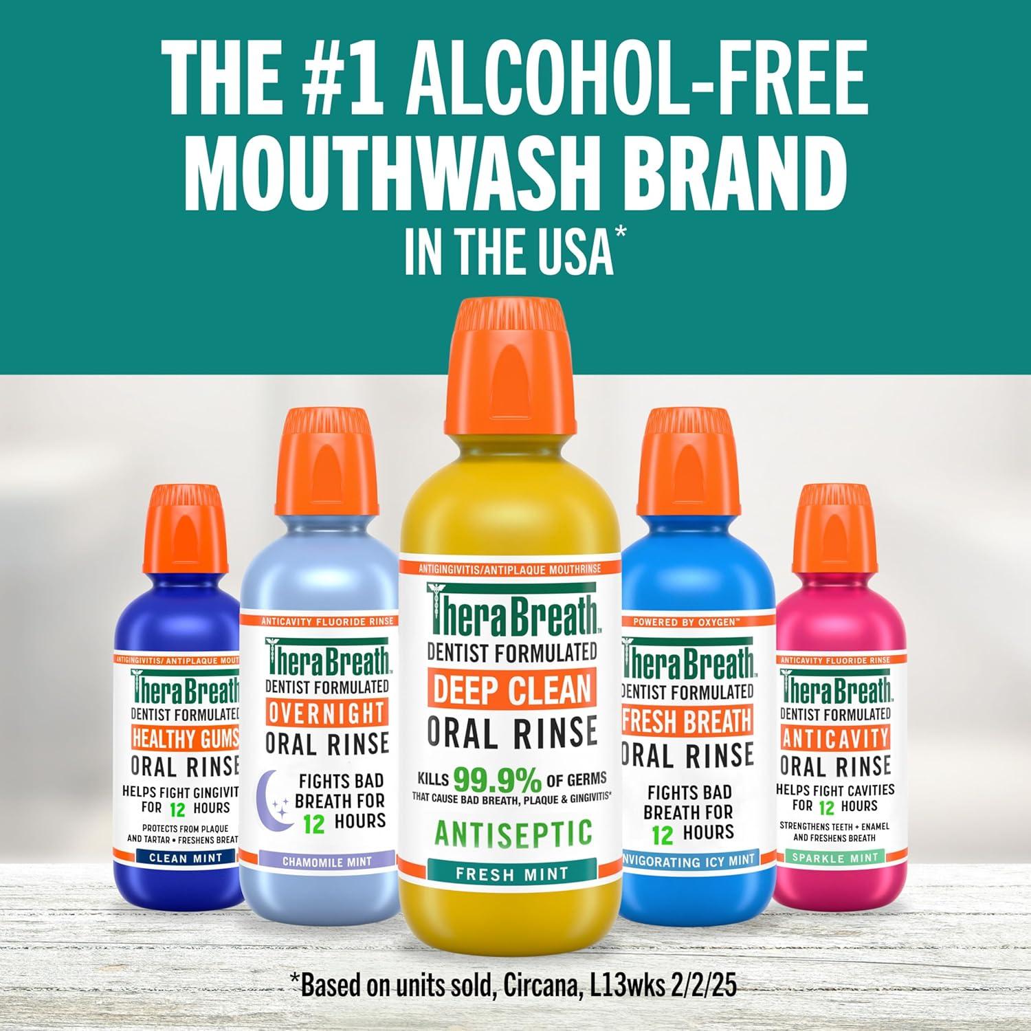 image:imageTheraBreath Deep Clean Toothpaste Kills 999 of Germs That Cause Bad Breath Gingivitis amp Plaque 1 Gentle Teeth Whitening with Fluoride for Anticavity Protection Fresh Mint 4 Oz 2PackMouthwash