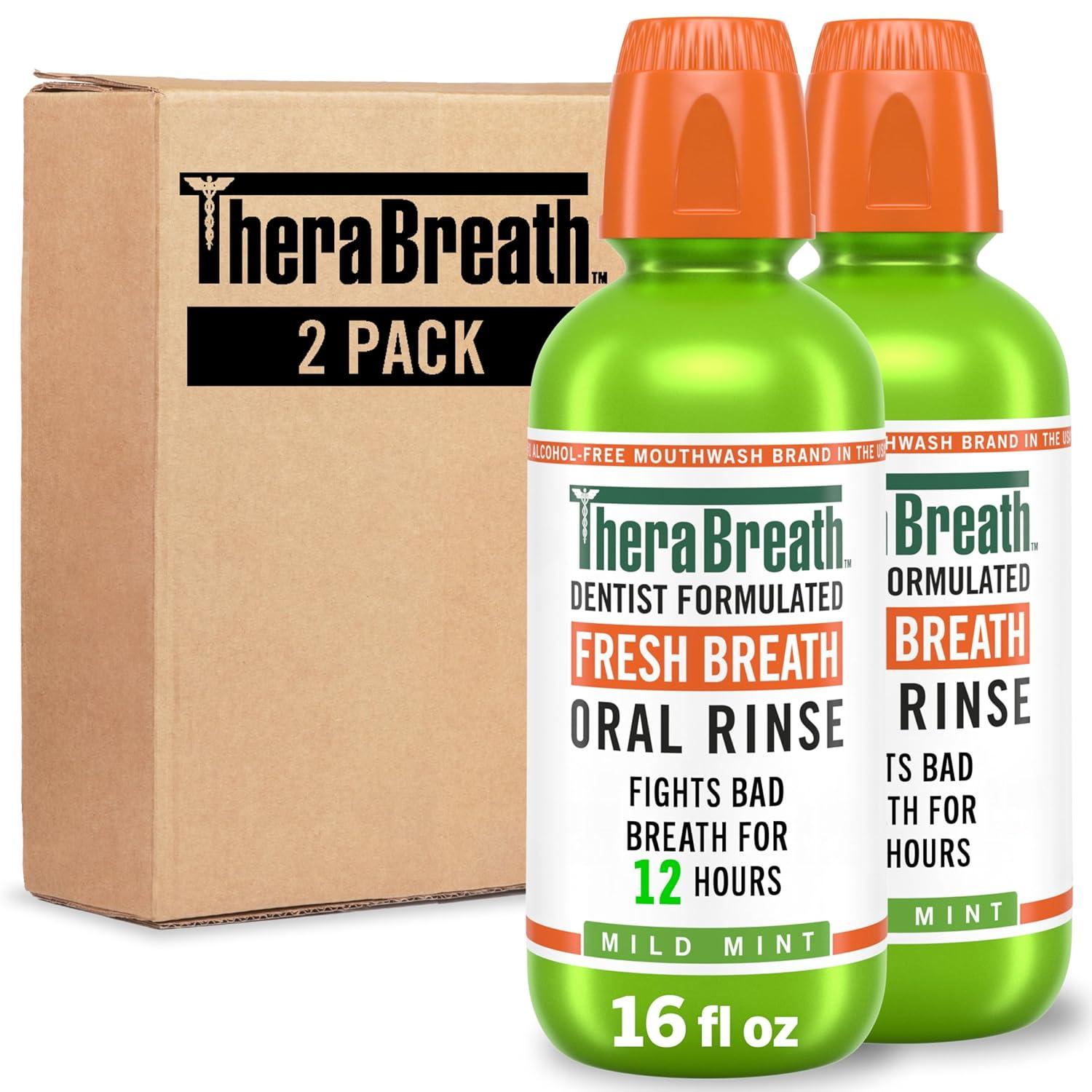 image:imageTheraBreath Fresh Breath Mouthwash Mild Mint Flavor AlcoholFree 16 Fl Oz 2Pack