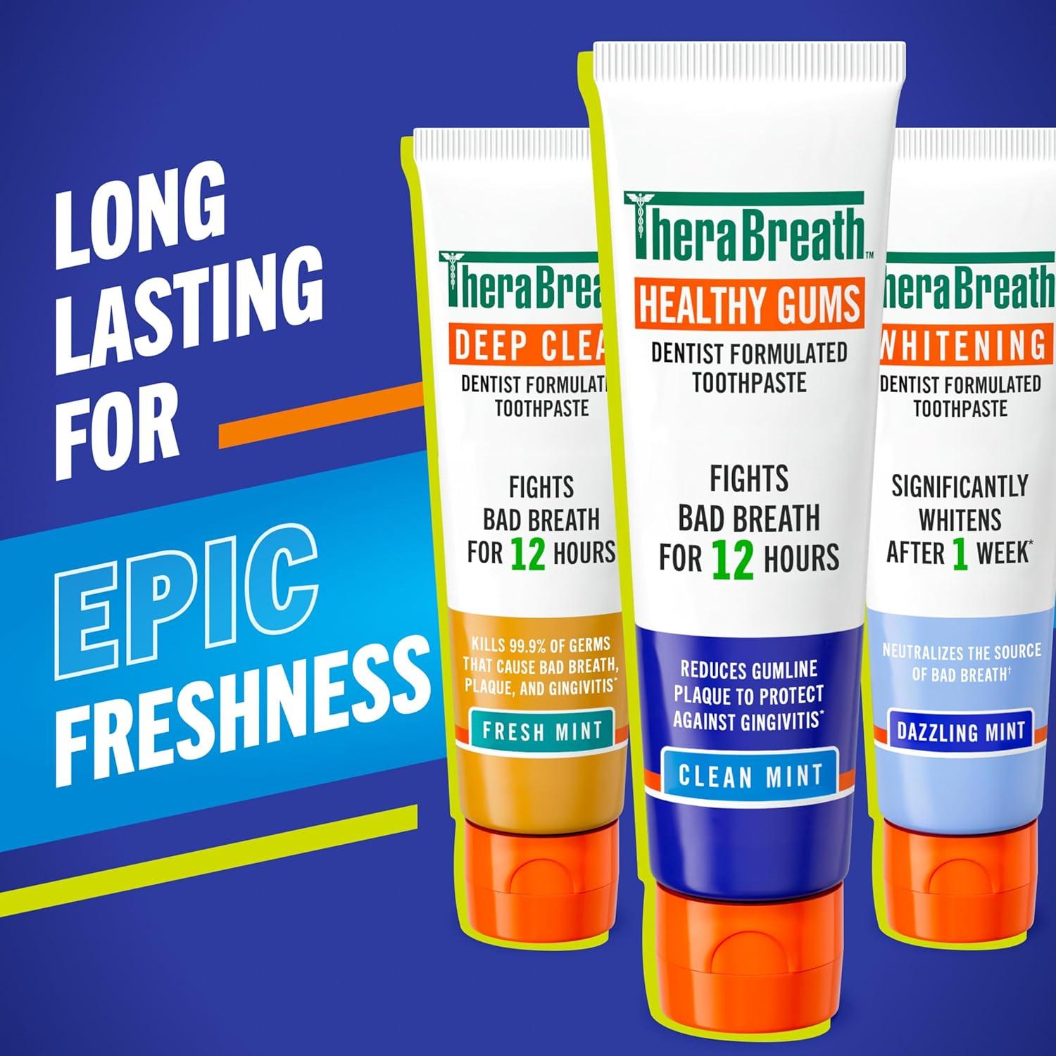 image:imageTheraBreath Healthy Gums Oral Rinse Antigingivitis Clean Mint Flavor Dentist Formulated to Help Prevent Gingivitis and Support Gum Health Alcohol Free 16 Fl Oz Pack of 2Toothpaste
