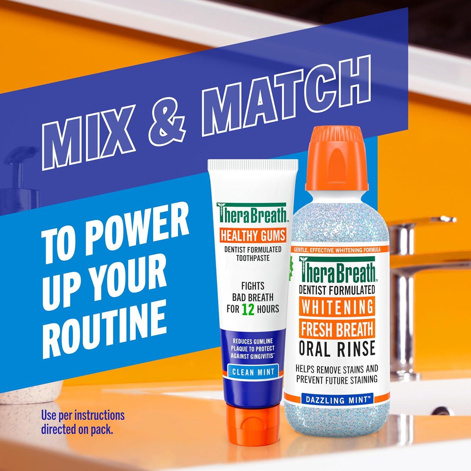 image:imageTheraBreath Healthy Gums Oral Rinse Antigingivitis Clean Mint Flavor Dentist Formulated to Help Prevent Gingivitis and Support Gum Health Alcohol Free 16 Fl Oz Pack of 2Toothpaste