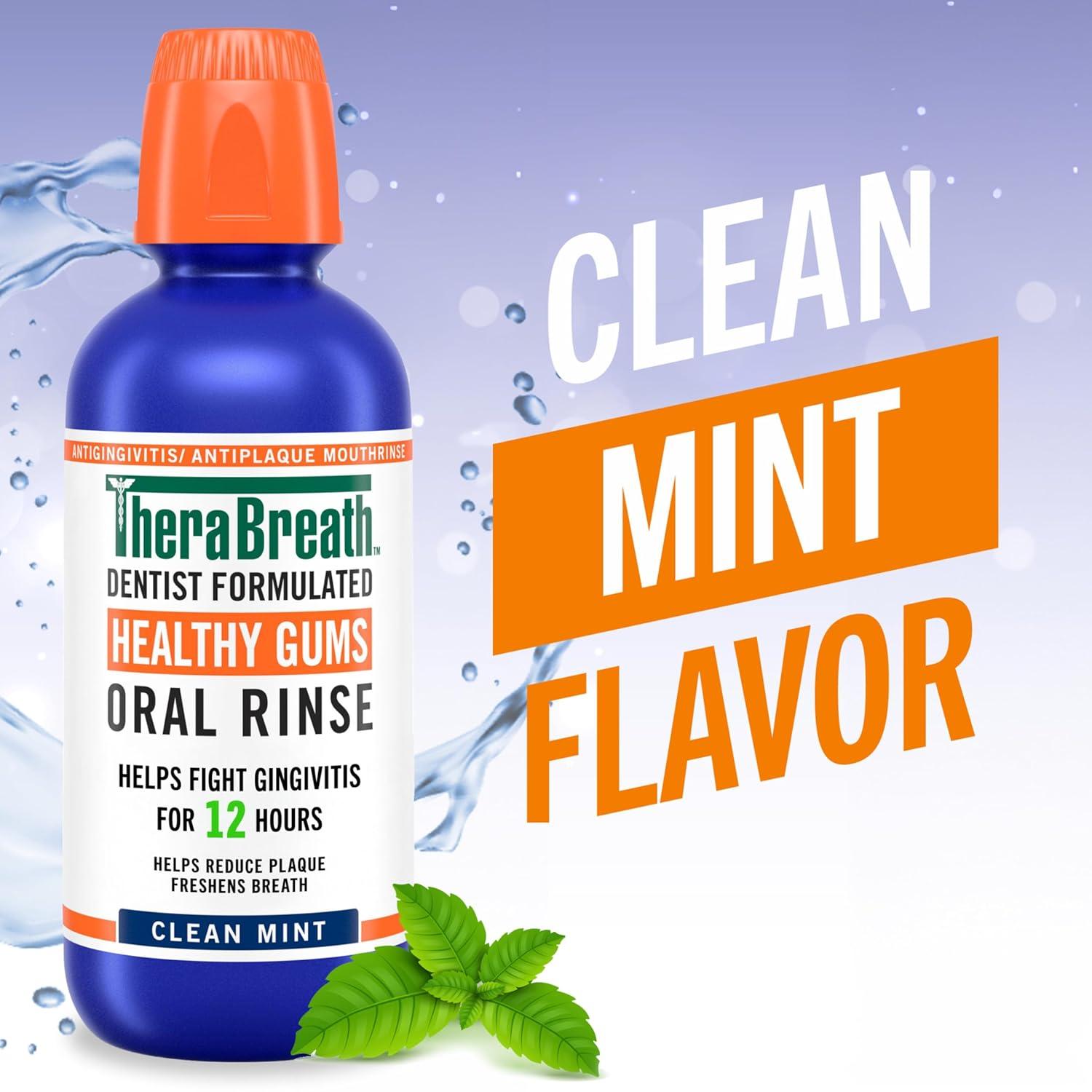 image:imageTheraBreath Healthy Gums Oral Rinse Antigingivitis Clean Mint Flavor Dentist Formulated to Help Prevent Gingivitis and Support Gum Health Alcohol Free 16 Fl Oz Pack of 2Mouthwash