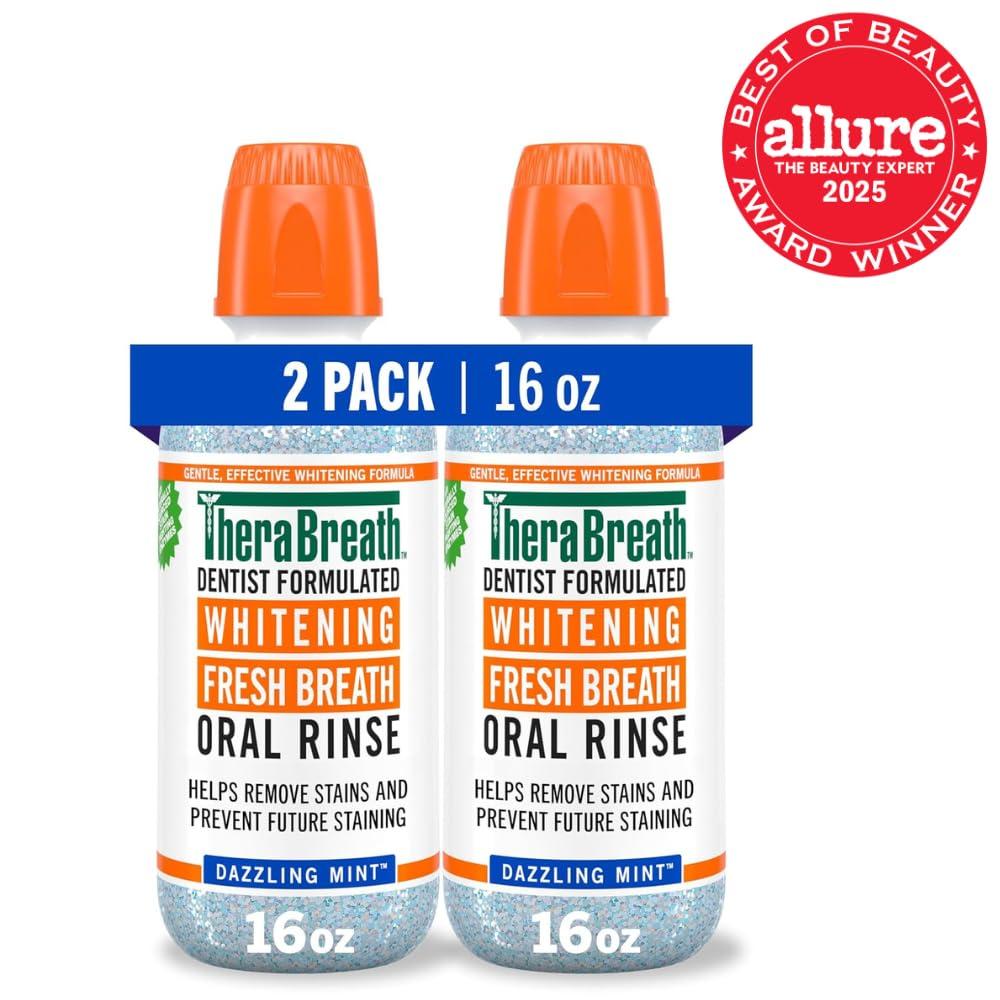 image:imageTheraBreath Whitening Mouthwash Dazzling Mint Dentist Formulated 16 Fl Oz 2PackMouthwash