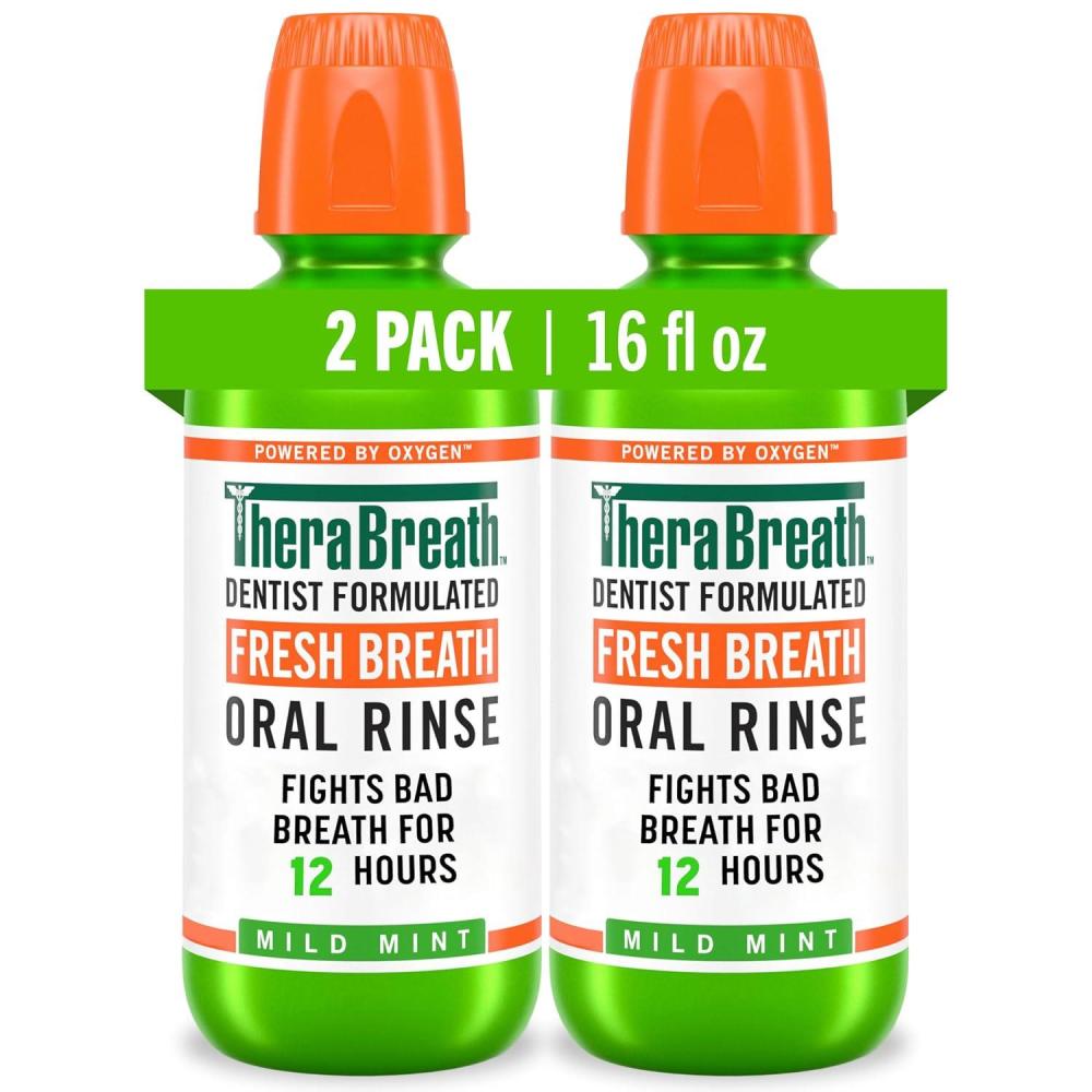 image:imageTheraBreath Fresh Breath Mouthwash Mild Mint Flavor AlcoholFree 16 Fl Oz 2Pack