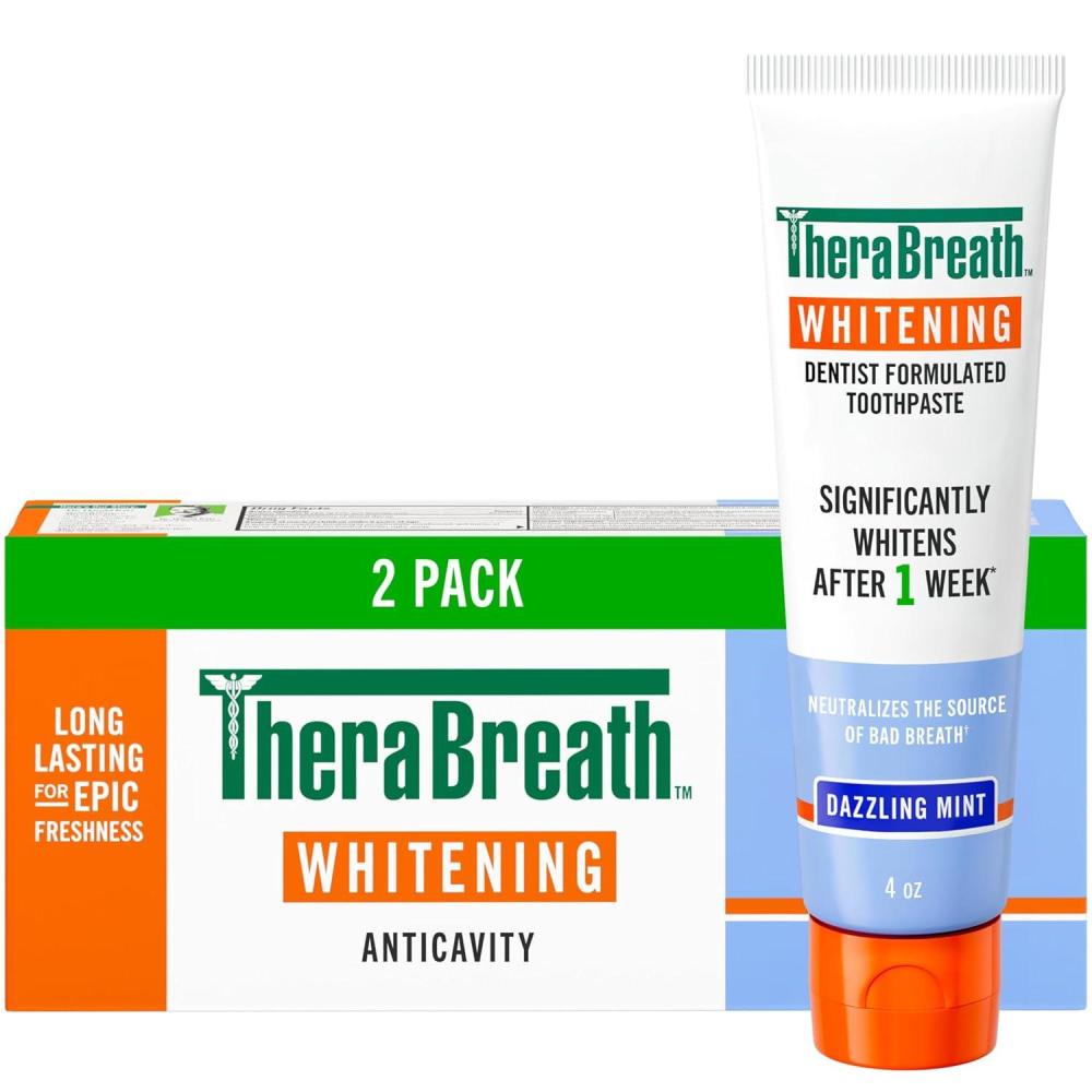 image:imageTheraBreath Whitening Mouthwash Dazzling Mint Dentist Formulated 16 Fl Oz 2PackToothpaste
