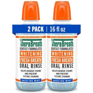 TheraBreath Whitening Mouthwash, Dazzling Mint, Dentist Formulated, 16 Fl Oz (2-Pack)(Mouthwash)