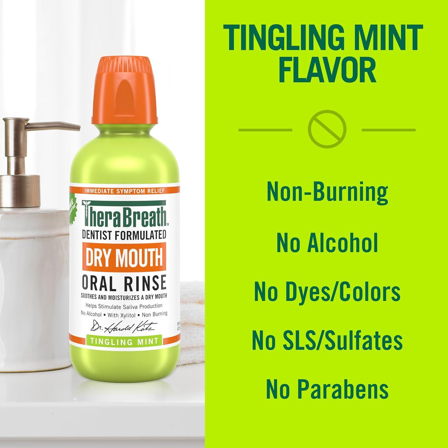 image:imageTheraBreath Dry Mouth Oral Rinse Tingling Mint Dentist Formulated 16 Fl Oz 2PackDry Mouth