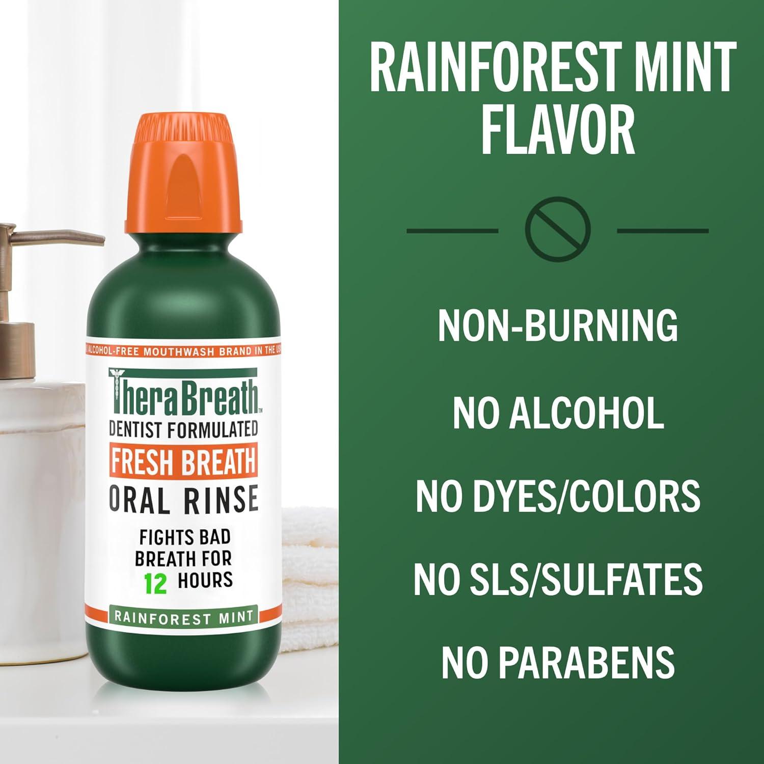 image:imageTheraBreath Fresh Breath Mouthwash Rainforest Mint AlcoholFree 16 Fl Oz 2PackRainforest Mint