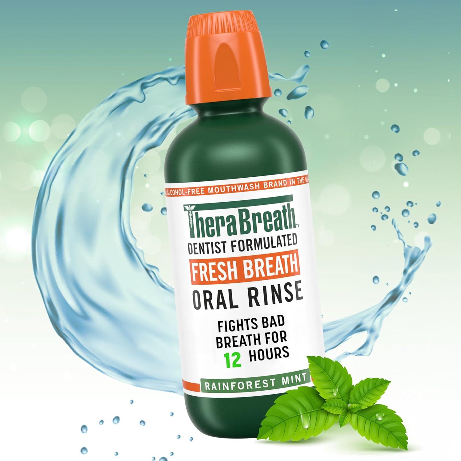 image:imageTheraBreath Fresh Breath Mouthwash Rainforest Mint AlcoholFree 16 Fl Oz 2PackRainforest Mint