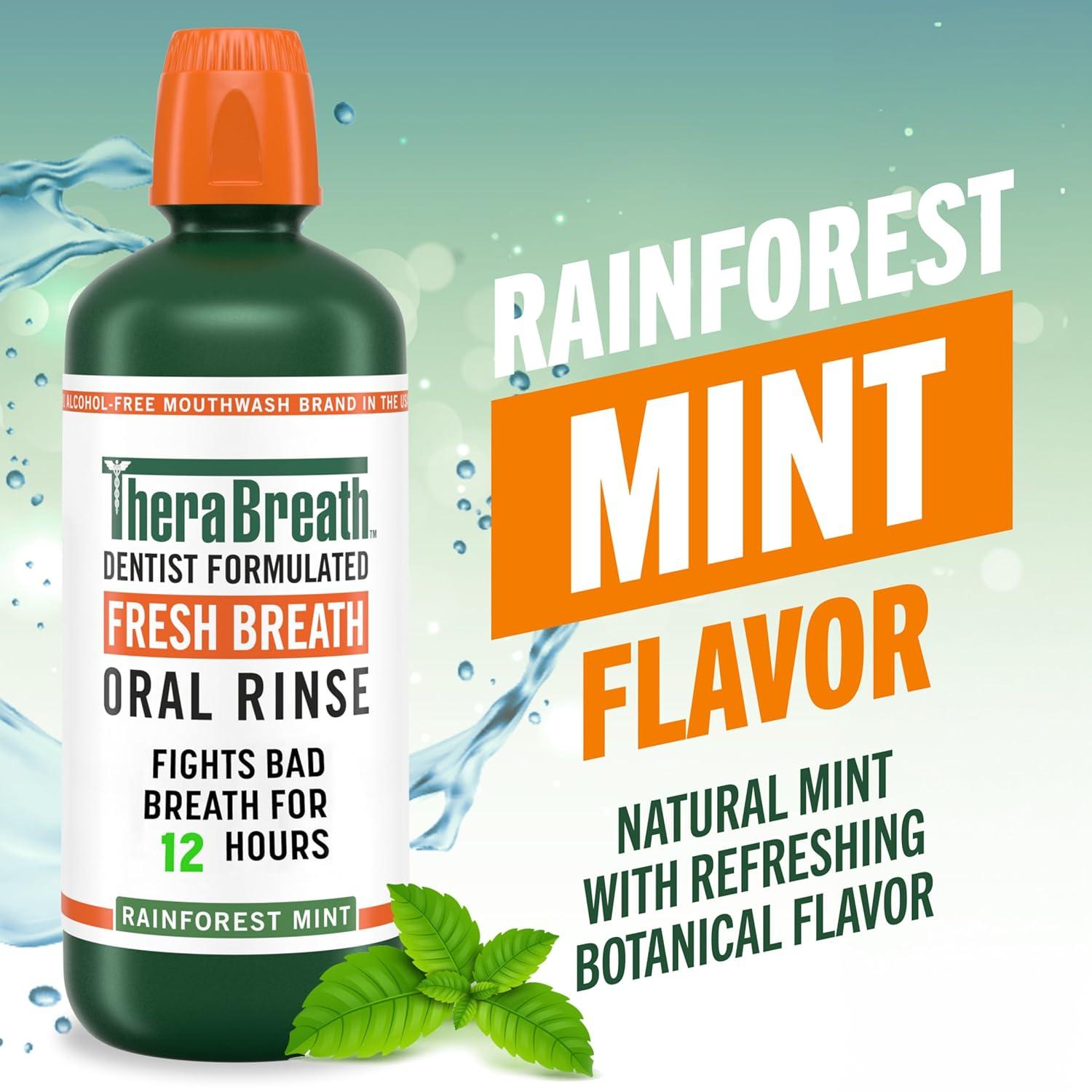 image:imageTheraBreath Fresh Breath Mouthwash Rainforest Mint AlcoholFree 338 oz1 L