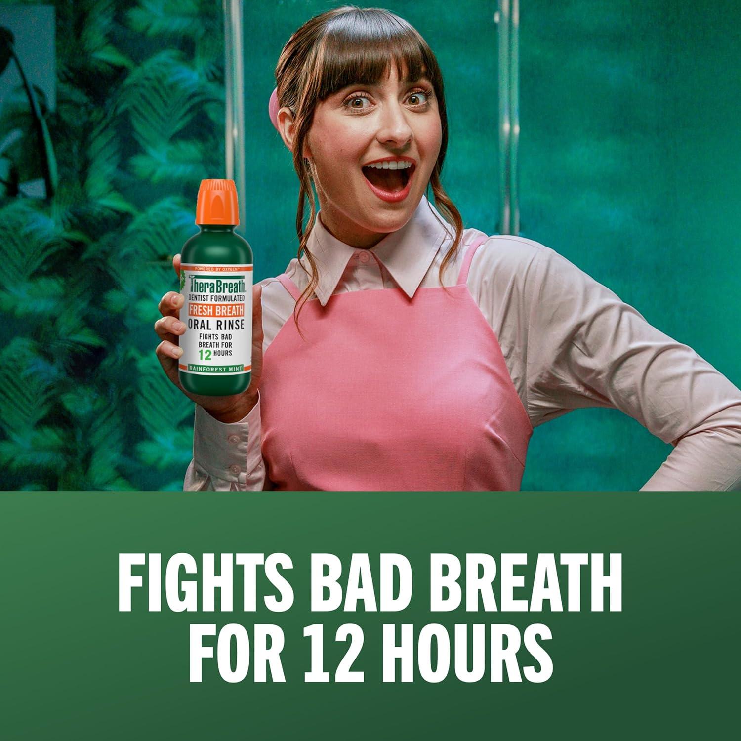 image:imageTheraBreath Fresh Breath Mouthwash Rainforest Mint AlcoholFree 338 oz1 L