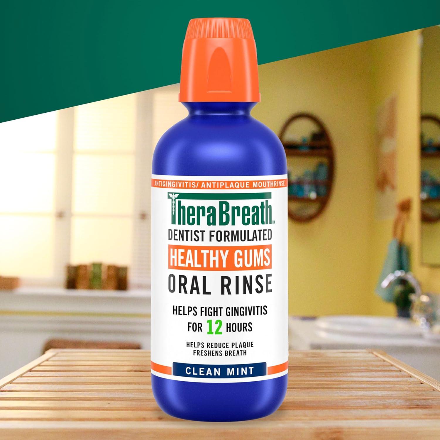 image:imageTheraBreath Healthy Gums Oral Rinse Antigingivitis Clean Mint Flavor Dentist Formulated to Help Prevent Gingivitis and Support Gum Health Alcohol Free 1 Liter