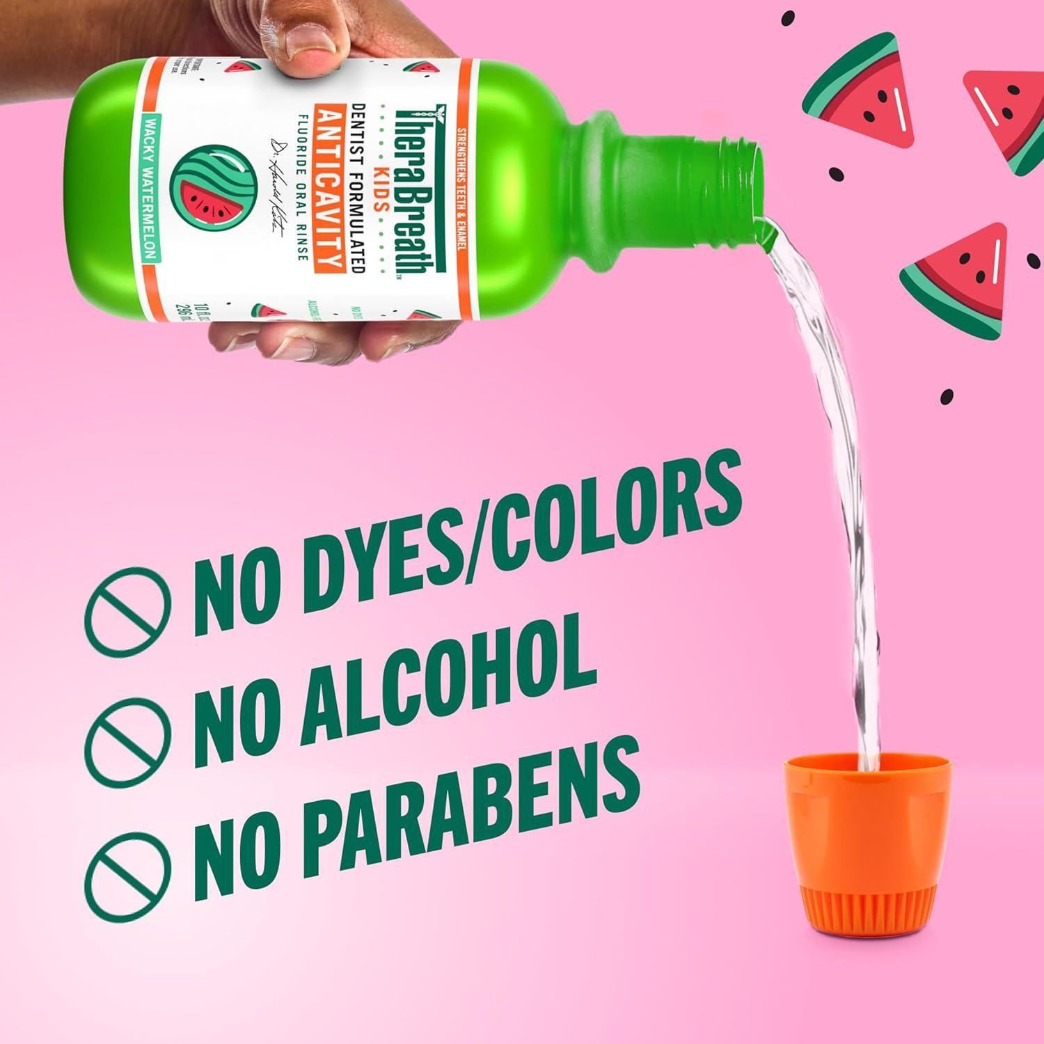 image:imageTheraBreath Kids Anticavity Fluoride Oral Rinse Strengthens Teeth amp Enamel Alcohol Free amp Dye Free Certified Organic Bubblegum Blast Flavor 16 Fl ozOrganic Wacky Watermelon Mouthwash