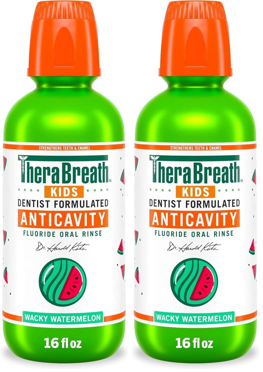 image:imageTheraBreath Kids Anticavity Fluoride Oral Rinse Strengthens Teeth amp Enamel Alcohol Free amp Dye Free Certified Organic Bubblegum Blast Flavor 16 Fl ozOrganic Wacky Watermelon Mouthwash