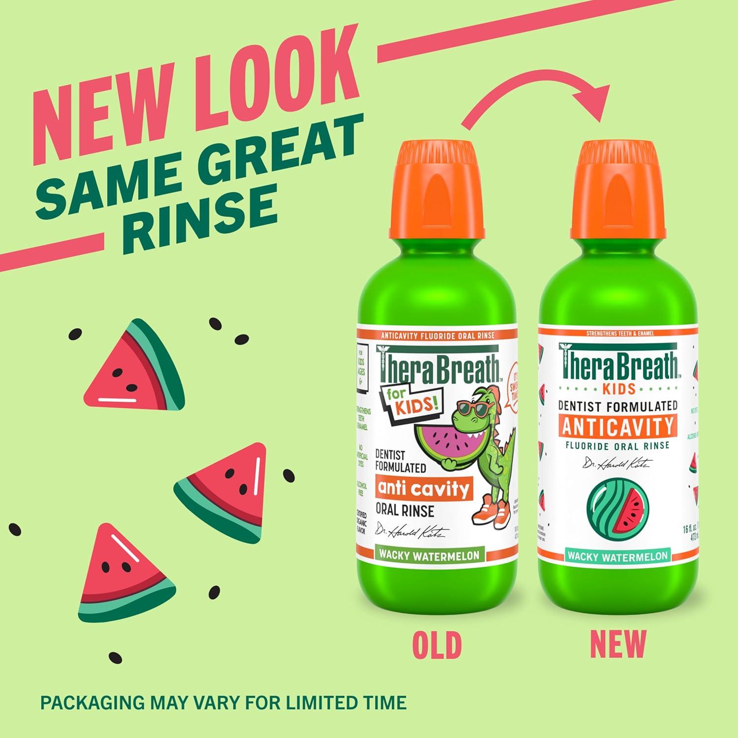 image:imageTheraBreath Kids Anticavity Fluoride Oral Rinse Strengthens Teeth amp Enamel Alcohol Free amp Dye Free Certified Organic Bubblegum Blast Flavor 16 Fl ozOrganic Wacky Watermelon Mouthwash