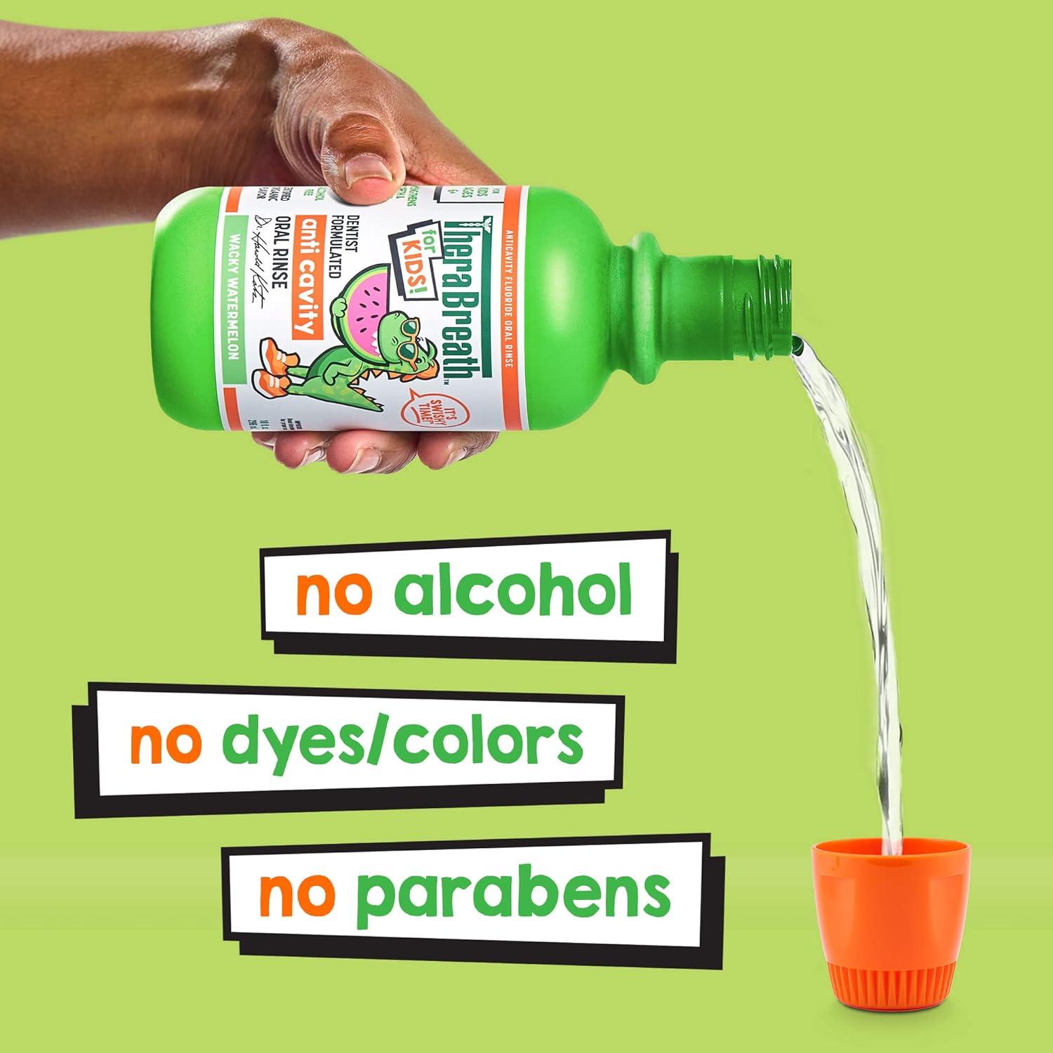 image:imageTheraBreath Kids Anticavity Fluoride Oral Rinse Strengthens Teeth amp Enamel Alcohol Free amp Dye Free Certified Organic Bubblegum Blast Flavor 16 Fl ozOrganic Wacky Watermelon Mouthwash