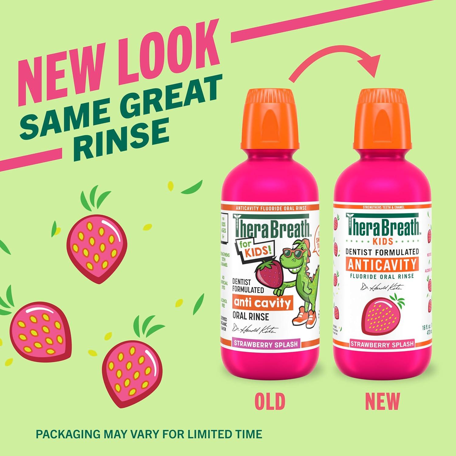 image:imageTheraBreath Kids Anticavity Fluoride Oral Rinse Strengthens Teeth amp Enamel Alcohol Free amp Dye Free Certified Organic Bubblegum Blast Flavor 16 Fl ozOrganic Strawberry Splash
