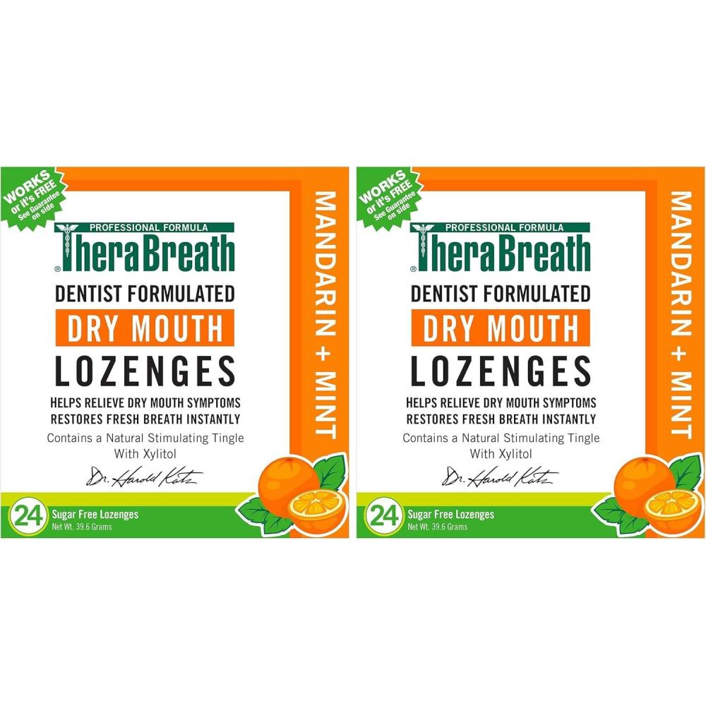 image:imageTheraBreath Dry Mouth Dentist Formulated SugarFree Lozenges Mandarin Mint 24 Count24 Count Pack of 2