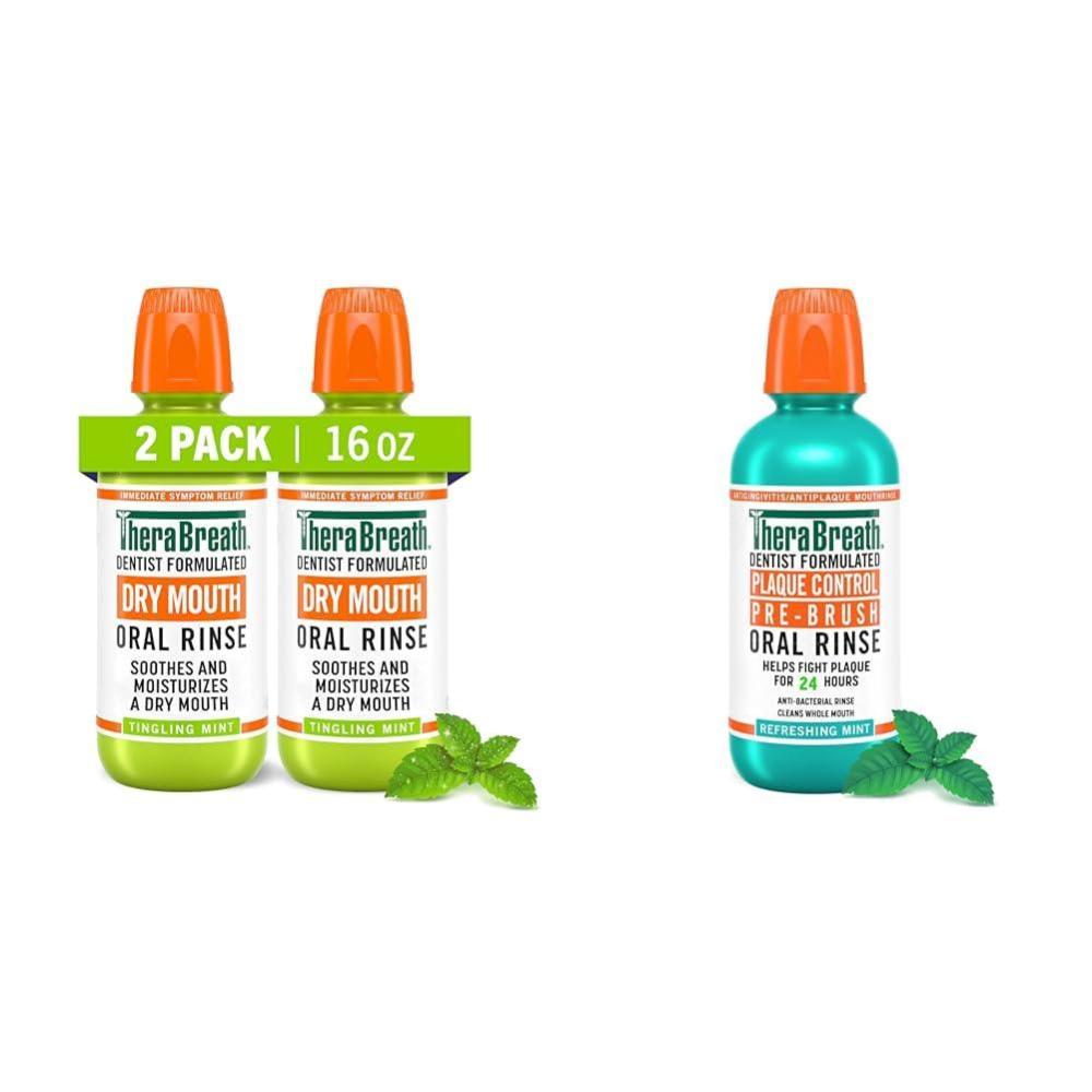 image:imageTheraBreath Dry Mouth Oral Rinse Tingling Mint Dentist Formulated 16 Fl Oz 2PackDry Mouth  Plaque Control Mouthwash