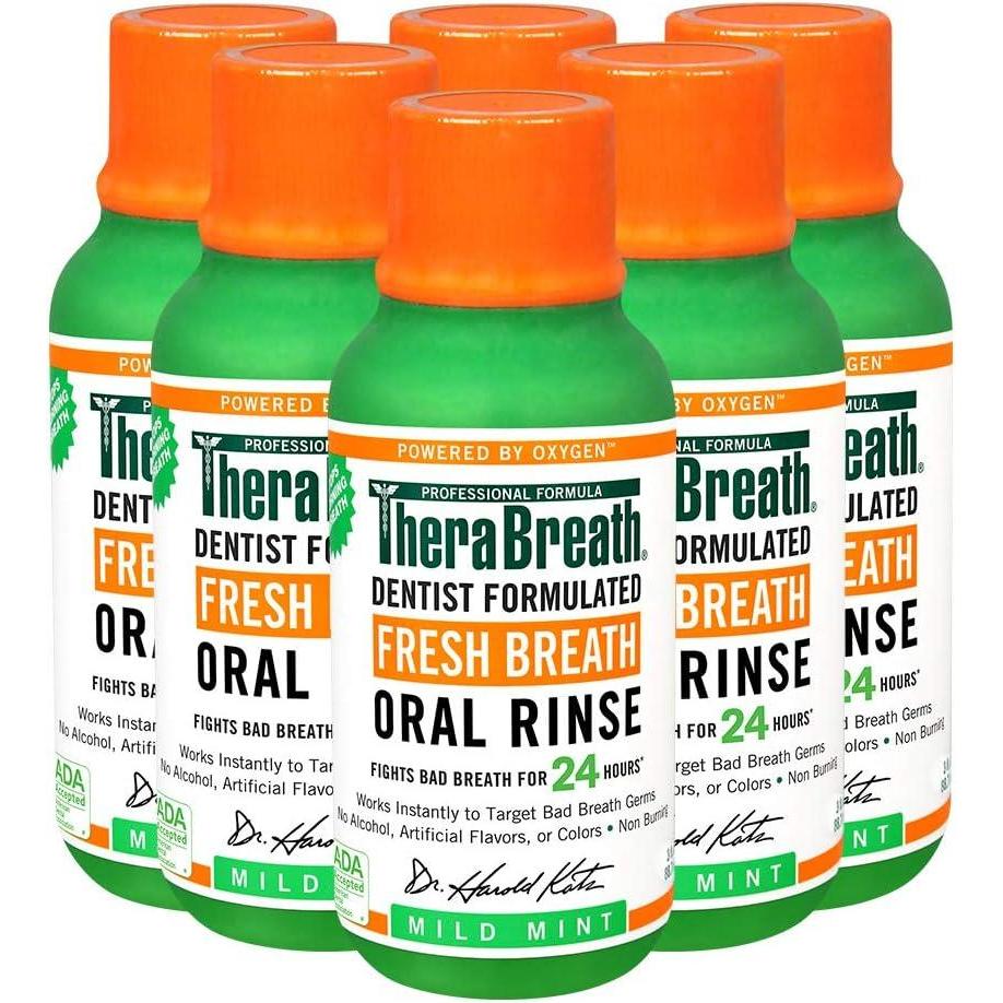 image:imageTheraBreath Fresh Breath Dentist Formulated Oral Rinse Mild Mint 3 Fl Oz Pack of 63 Fl Oz Pack of 6