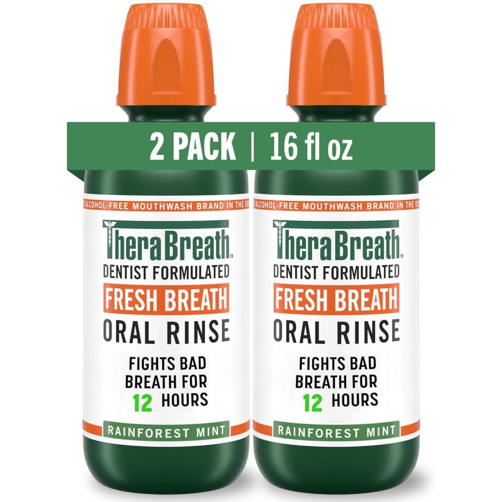 image:imageTheraBreath Fresh Breath Mouthwash Rainforest Mint AlcoholFree 16 Fl Oz 2PackRainforest Mint