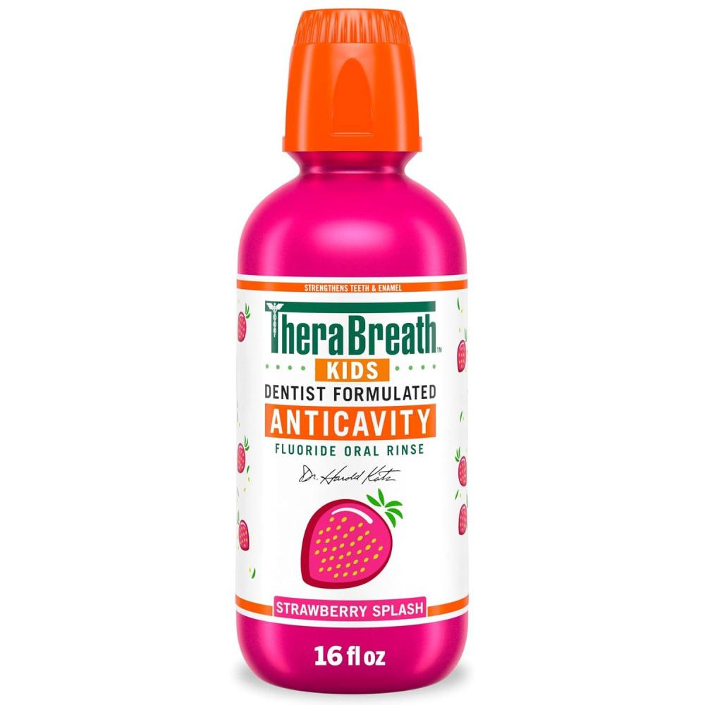 image:imageTheraBreath Kids Anticavity Fluoride Oral Rinse Strengthens Teeth amp Enamel Alcohol Free amp Dye Free Certified Organic Bubblegum Blast Flavor 16 Fl ozOrganic Strawberry Splash