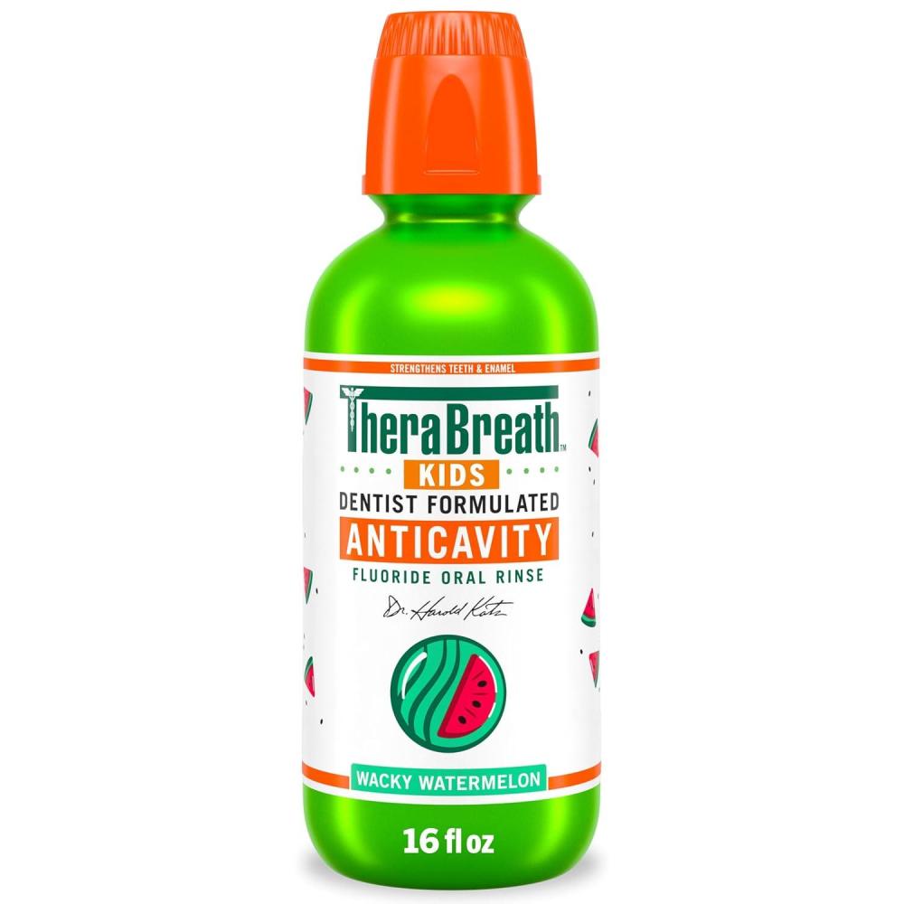 image:imageTheraBreath Kids Anticavity Fluoride Oral Rinse Strengthens Teeth amp Enamel Alcohol Free amp Dye Free Certified Organic Bubblegum Blast Flavor 16 Fl ozOrganic Wacky Watermelon Mouthwash
