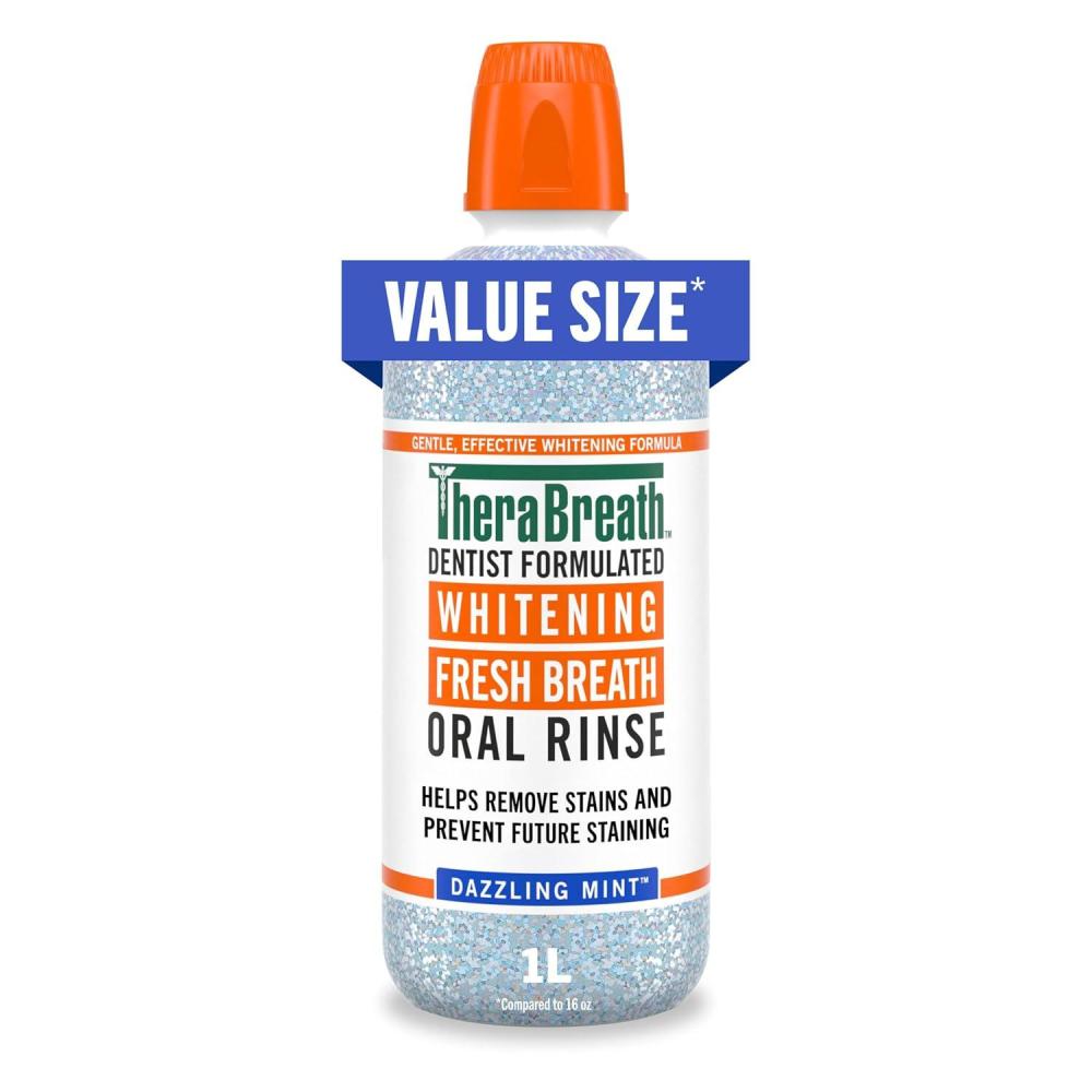 image:imageTheraBreath Whitening Mouthwash Dazzling Mint Dentist Formulated 1 Liter