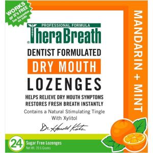 TheraBreath Dry Mouth Dentist Formulated Sugar-Free Lozenges, Mandarin Mint, 24 Count(24 Count (Pack of 1))