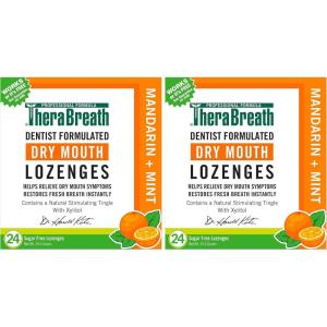 TheraBreath Dry Mouth Dentist Formulated Sugar-Free Lozenges, Mandarin Mint, 24 Count(24 Count (Pack of 2))