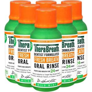 TheraBreath Fresh Breath Dentist Formulated Oral Rinse, Mild Mint, 3 Fl Oz (Pack of 6)(3 Fl Oz (Pack of 6))
