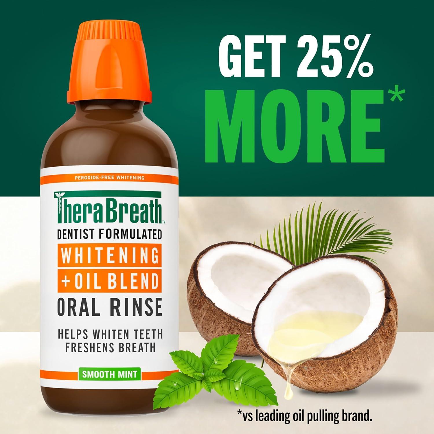 image:imageTheraBreath Whitening Oil Blend Oral Rinse AlcoholFree amp PeroxideFree Mouthwash Helps Whiten Teeth amp Freshen Breath Smooth Mint 16 Fl Oz