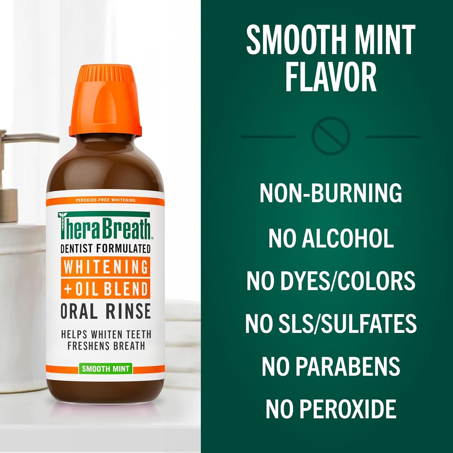 image:imageTheraBreath Whitening Oil Blend Oral Rinse AlcoholFree amp PeroxideFree Mouthwash Helps Whiten Teeth amp Freshen Breath Smooth Mint 16 Fl Oz