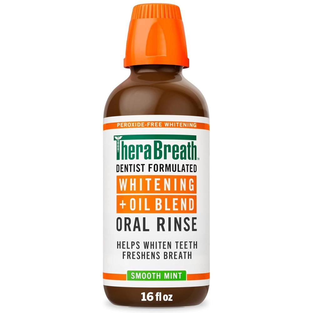 image:imageTheraBreath Whitening Oil Blend Oral Rinse AlcoholFree amp PeroxideFree Mouthwash Helps Whiten Teeth amp Freshen Breath Smooth Mint 16 Fl Oz