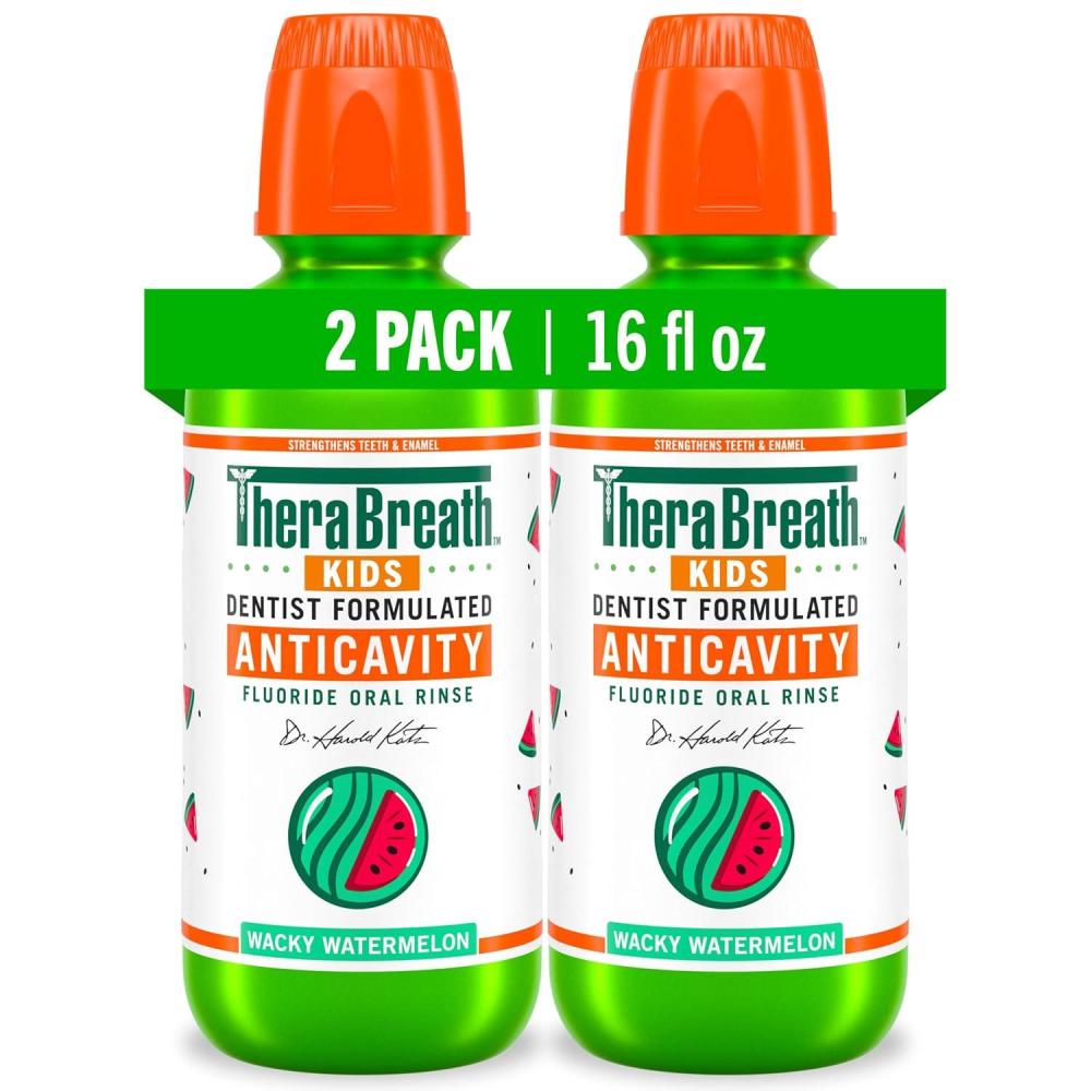 image:imageTheraBreath Kids Mouthwash with Fluoride Organic Wacky Watermelon Anticavity 16 fl oz 2 Pack